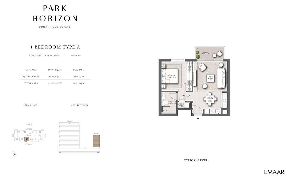 1 Bedroom floor plan