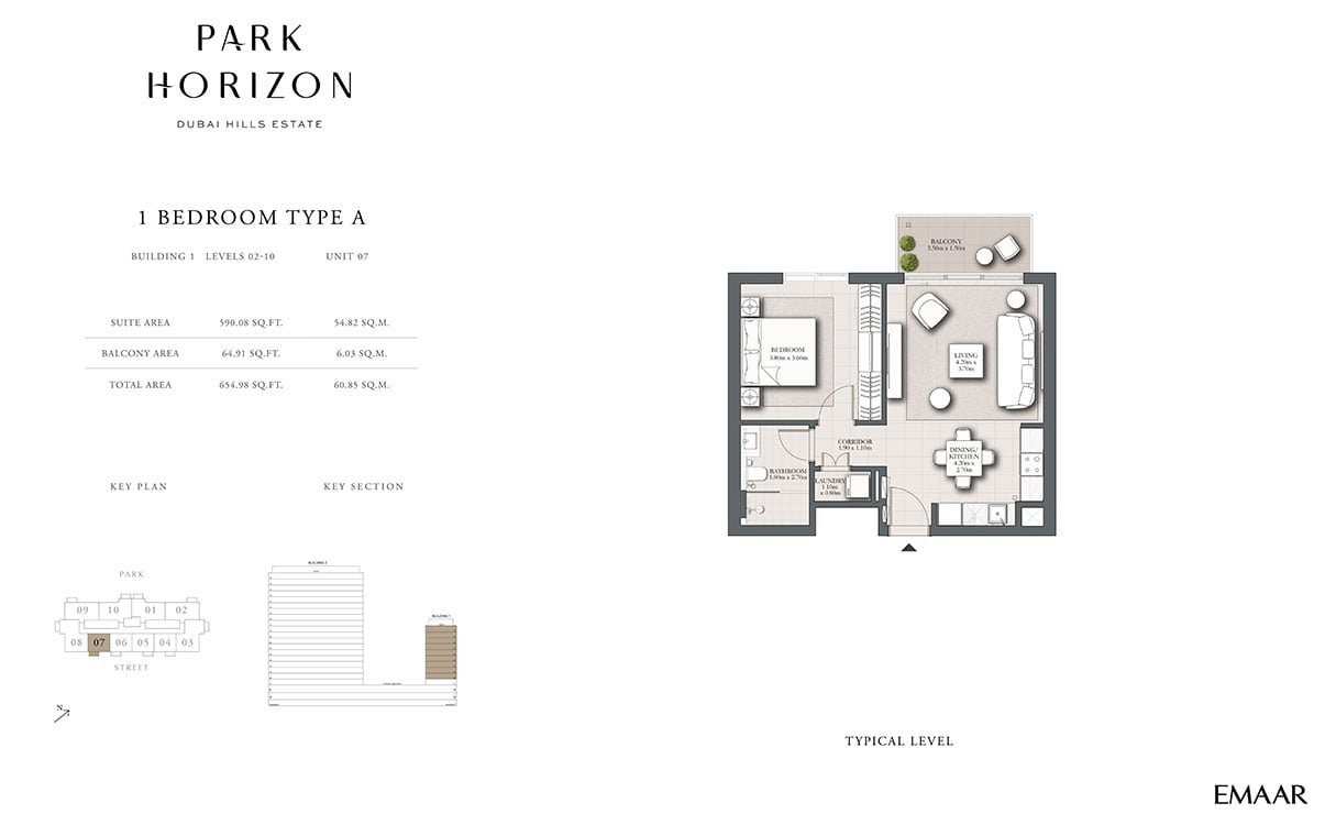 1 Bedroom floor plan
