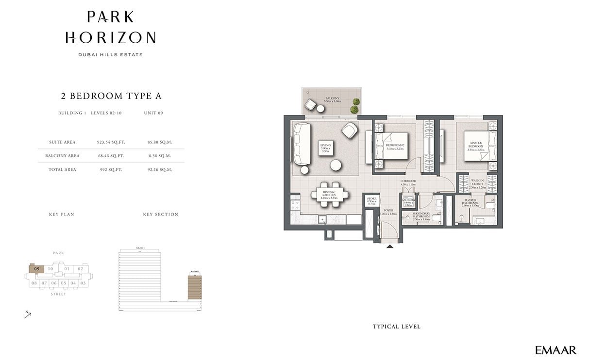 2 Bedrooms floor plan