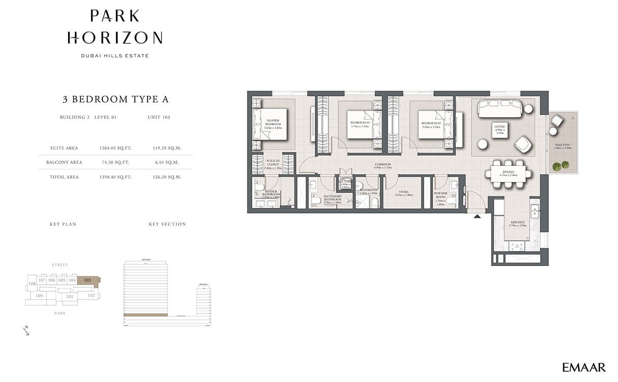3 Bedrooms floor plan