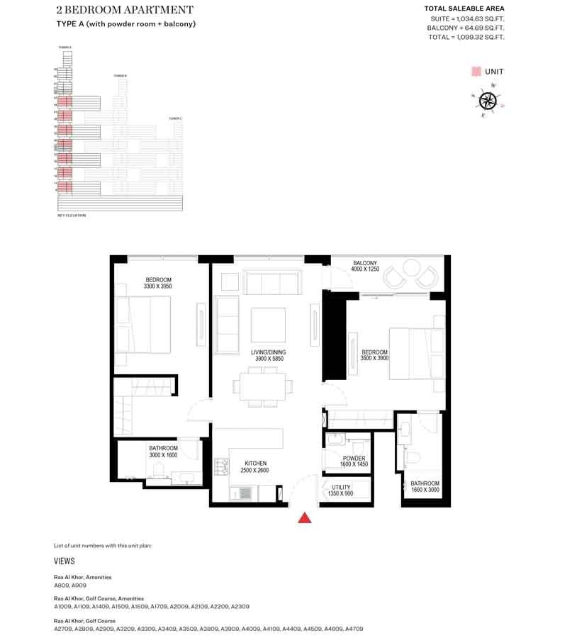 2 Bedrooms floor plan