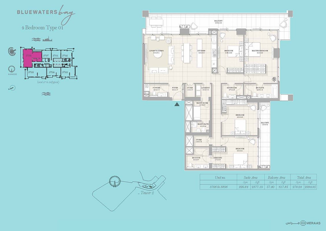 4 Bedrooms + Maid floor plan