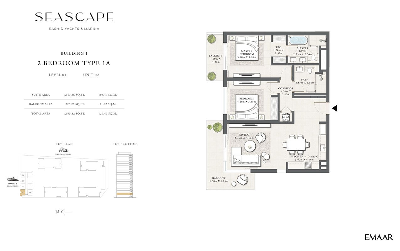 2 Bedrooms floor plan