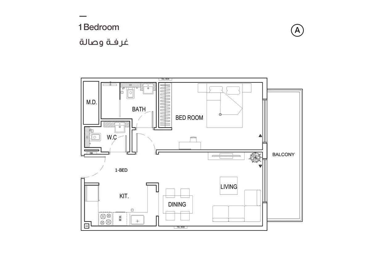 1 Bedroom floor plan