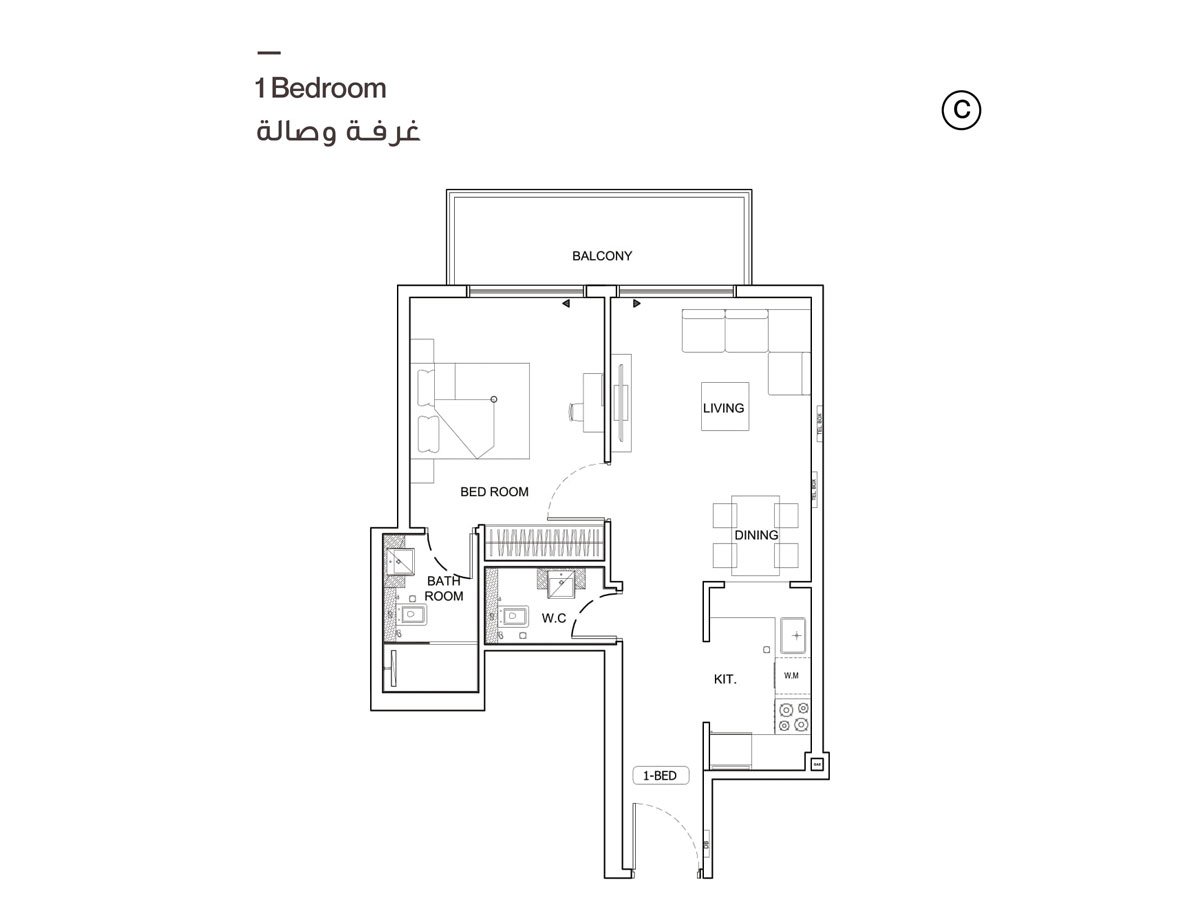 1 Bedroom floor plan