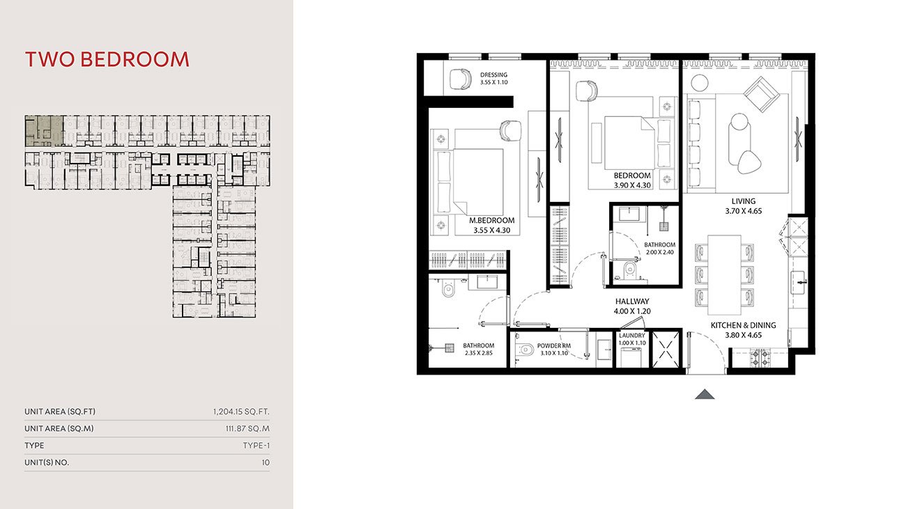 2 Bedroom floor plan