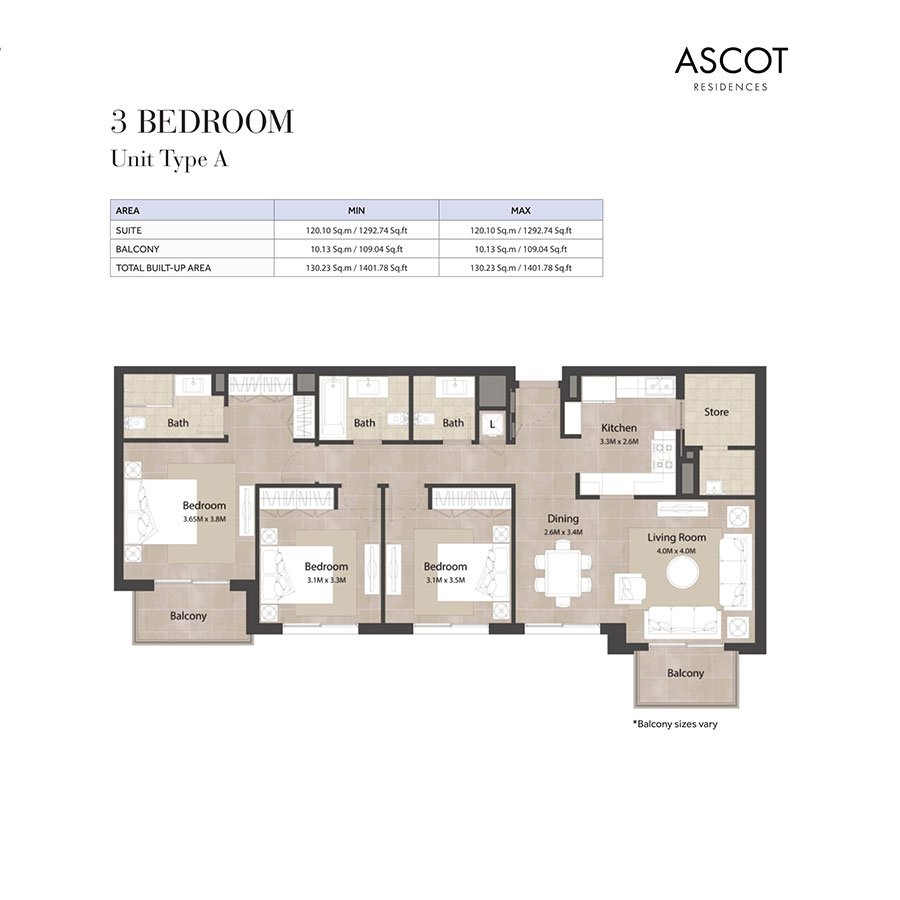 3 Bedroom floor plan