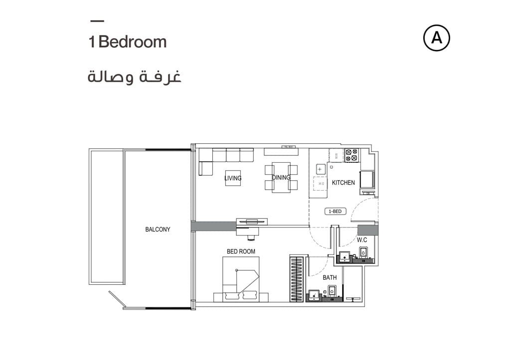 1 Bedroom floor plan