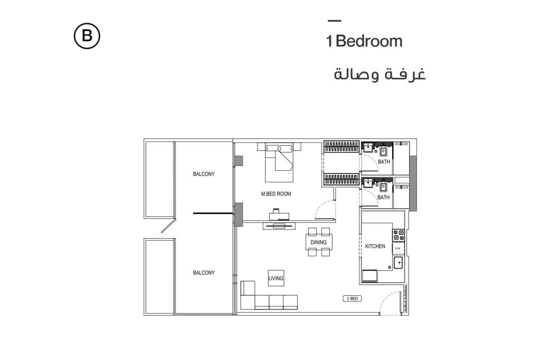 1 Bedroom floor plan