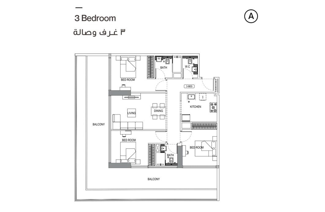 3 Bedroom floor plan
