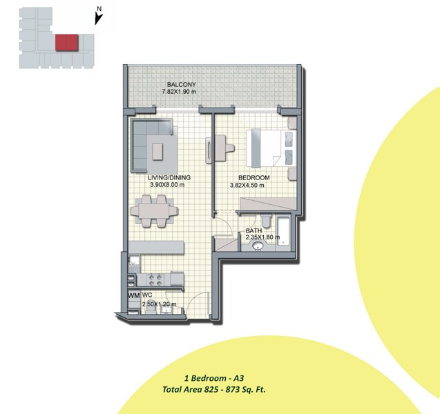 1 Bedroom floor plan