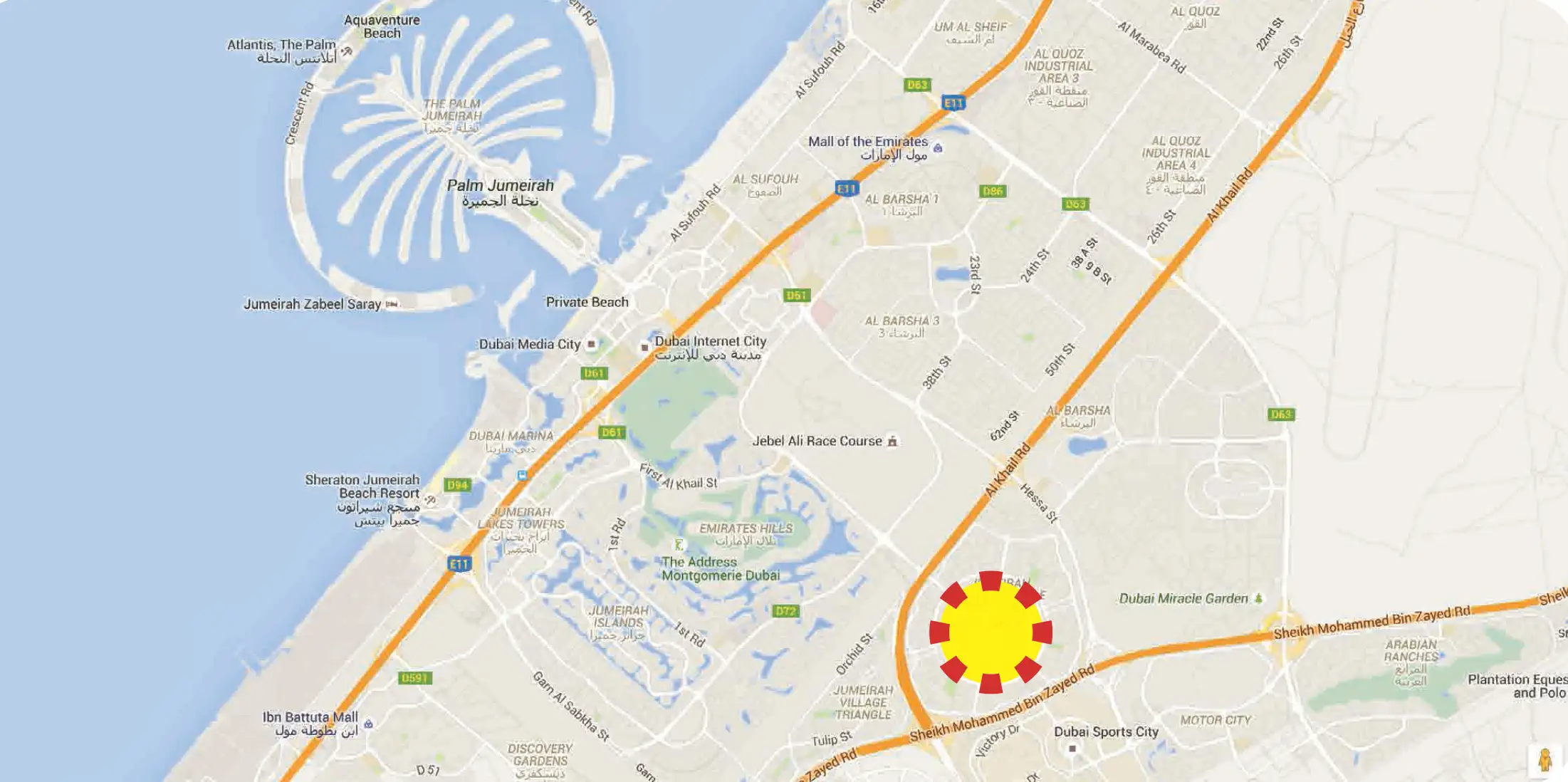 Alcove Apartments JVC location map