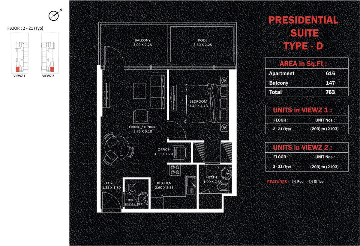 1 Bedroom floor plan