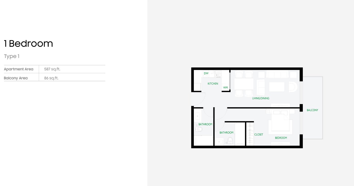 1 Bedroom floor plan