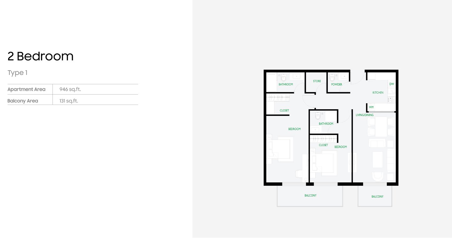 2 Bedroom floor plan