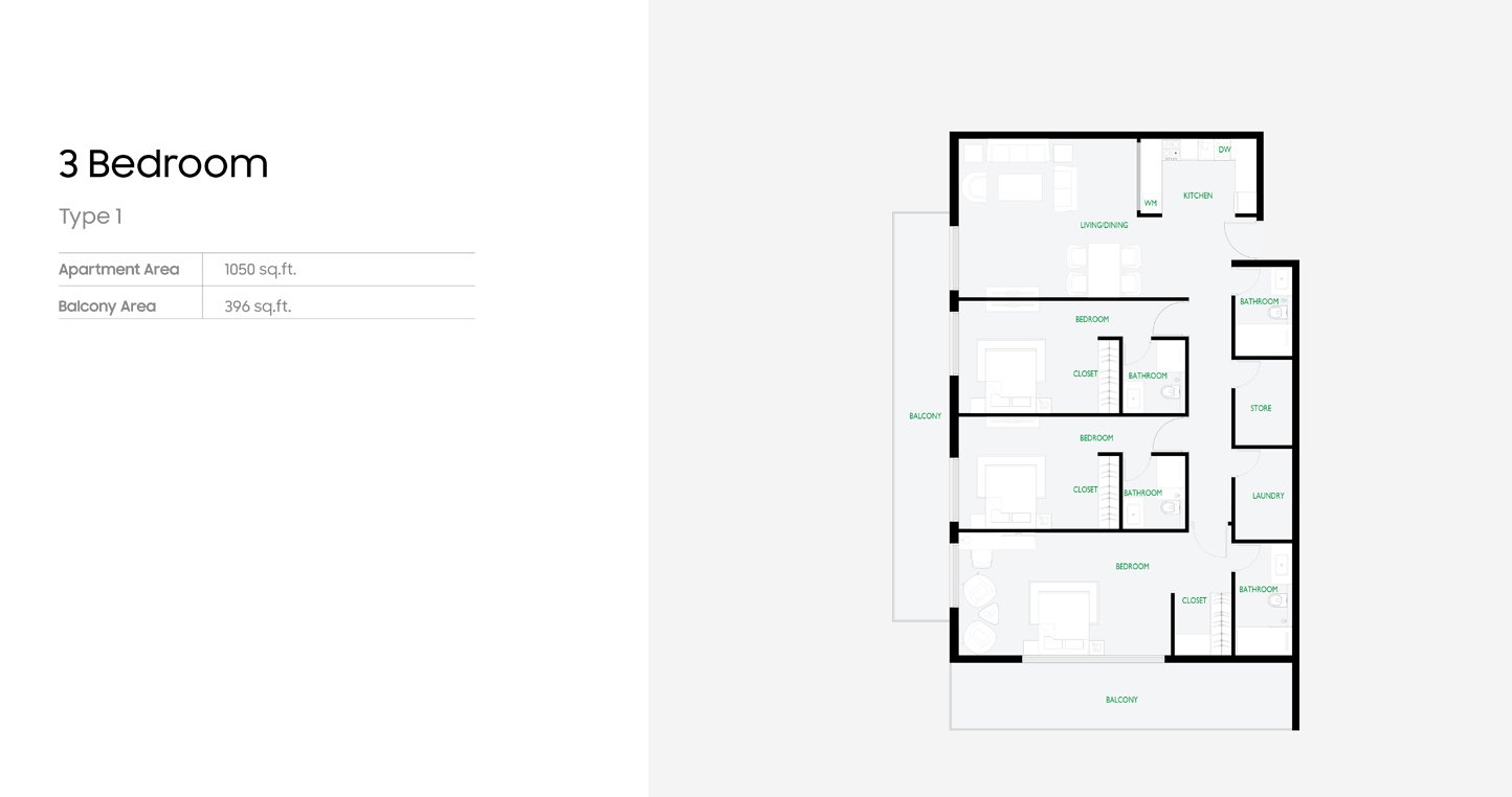 3 Bedroom floor plan