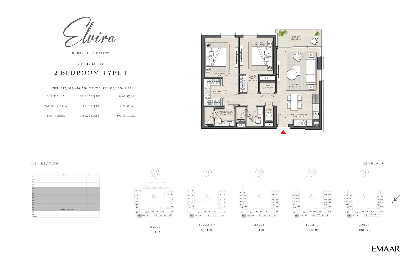 2 Bedrooms floor plan