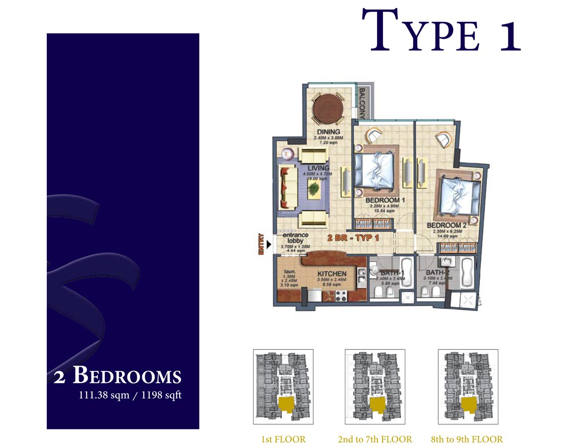 2 Bedroom floor plan