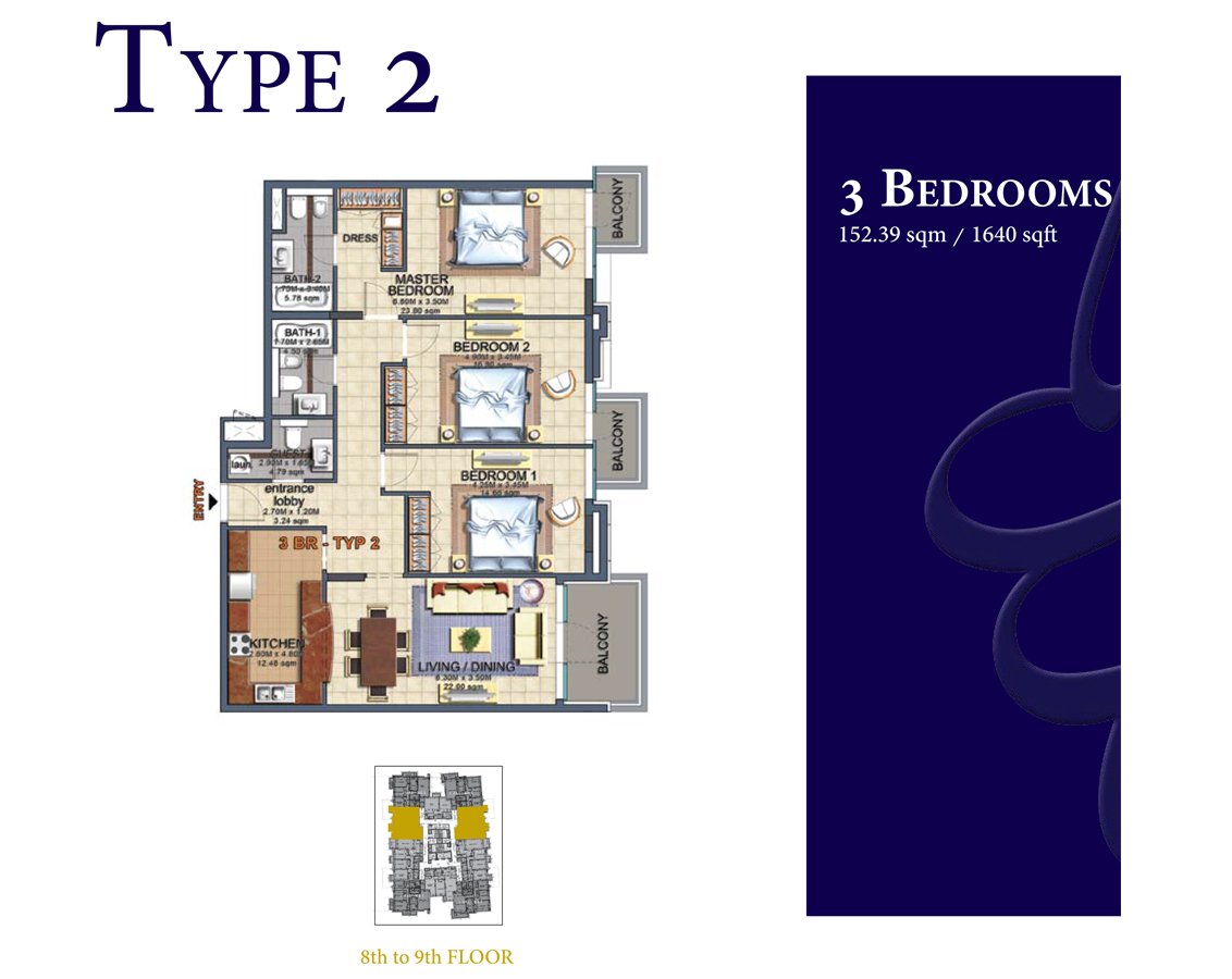 3 Bedroom floor plan