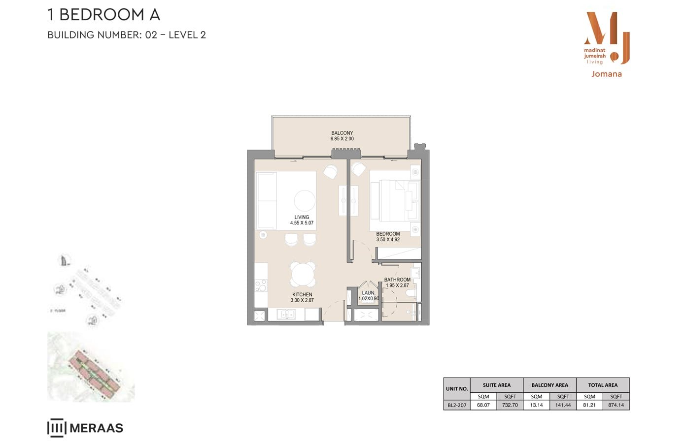 MJL Jomana 1 Bedroom 1 Bedroom  A, Level 2 floor plan