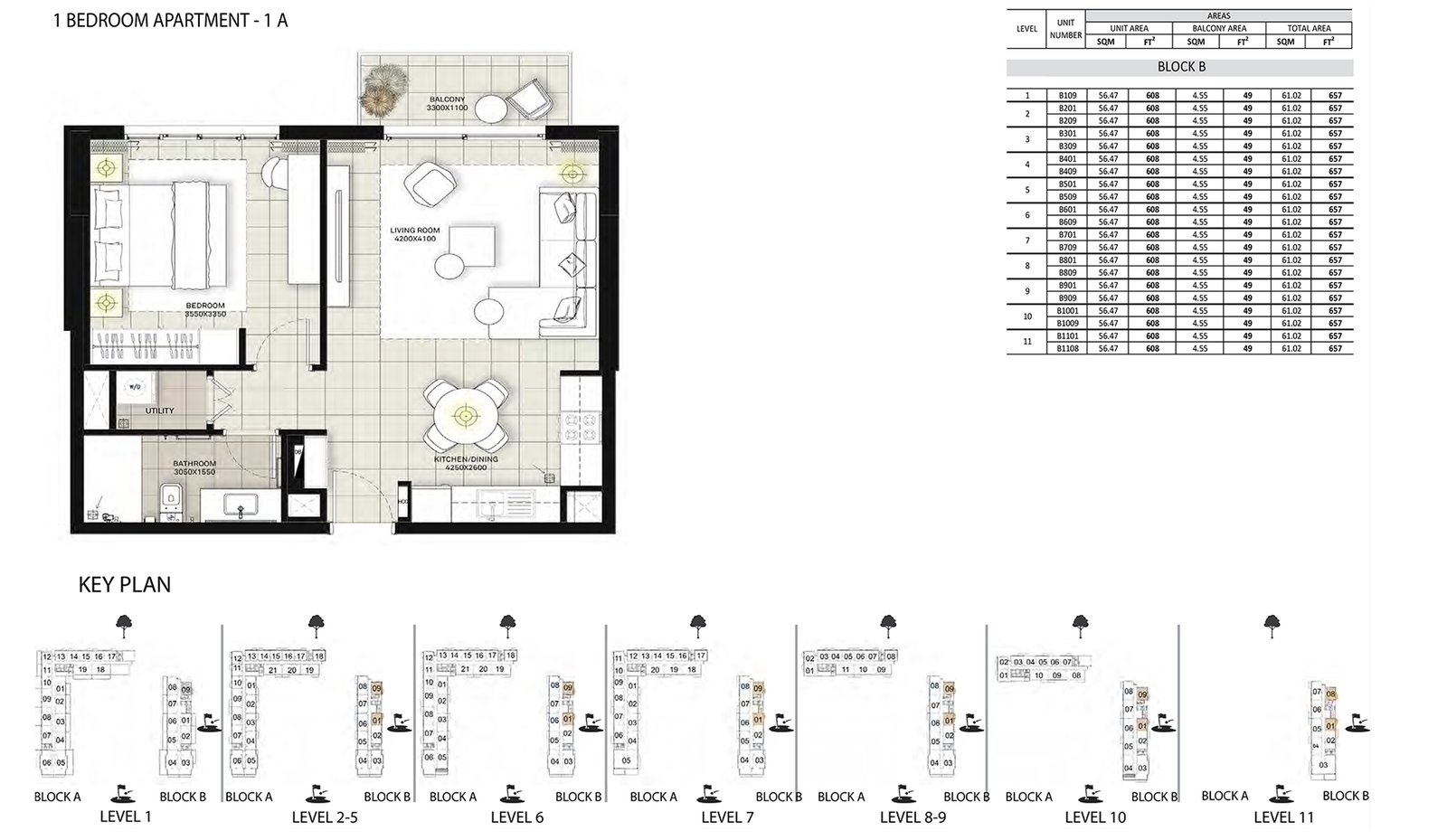1 Bedroom floor plan