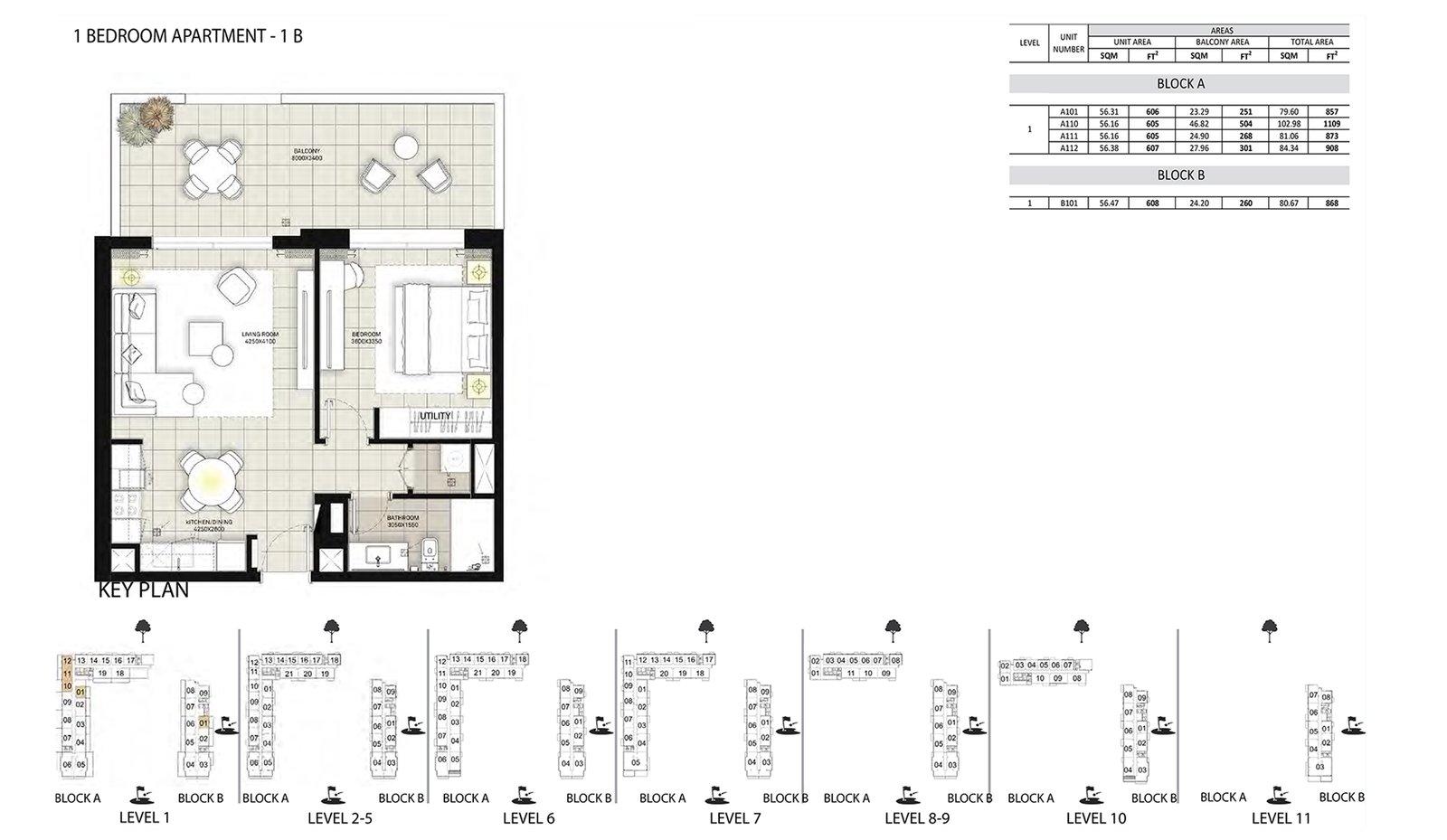 1 Bedroom floor plan