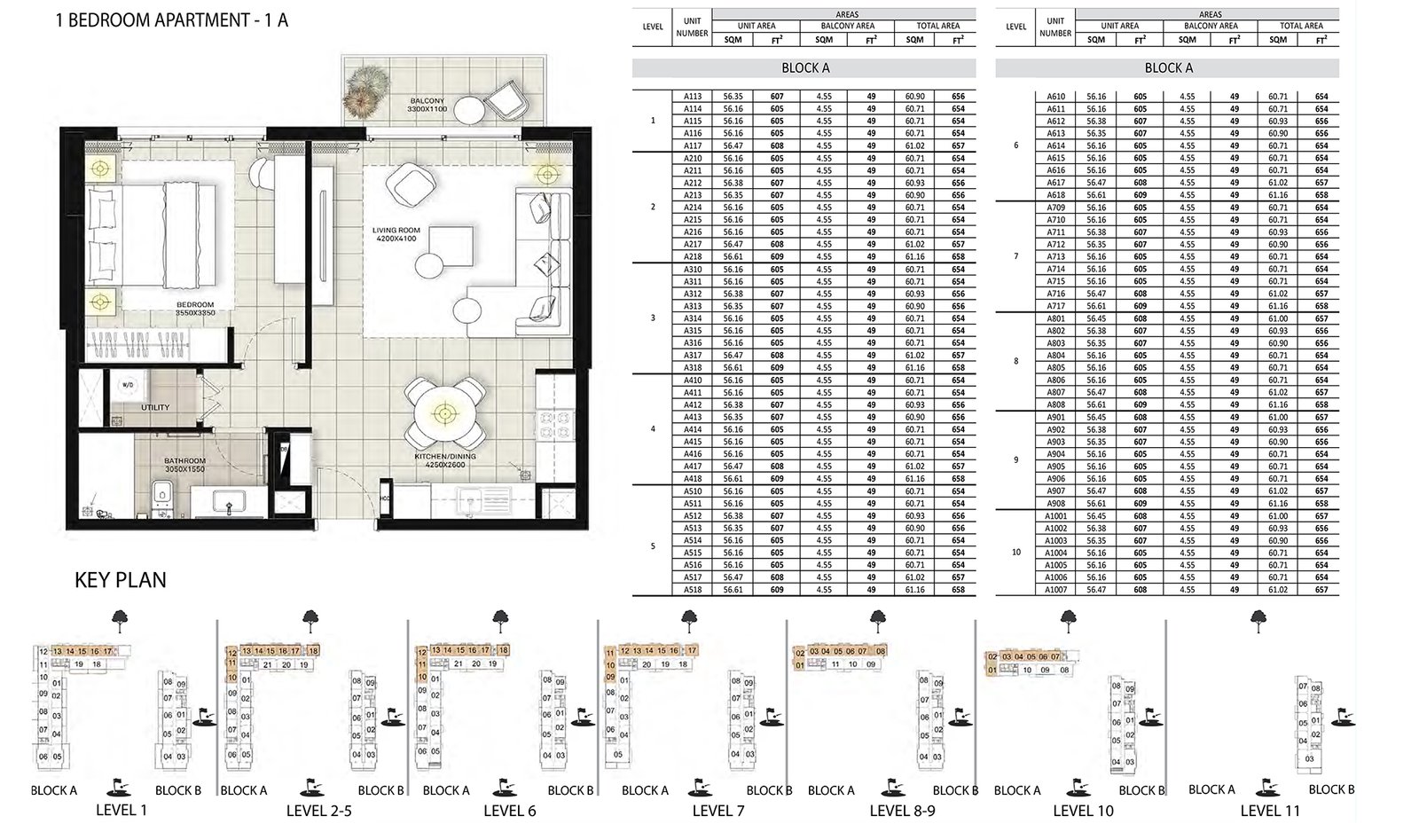 1 Bedroom floor plan