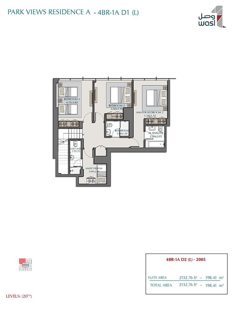 4 Bedrooms + Maid floor plan