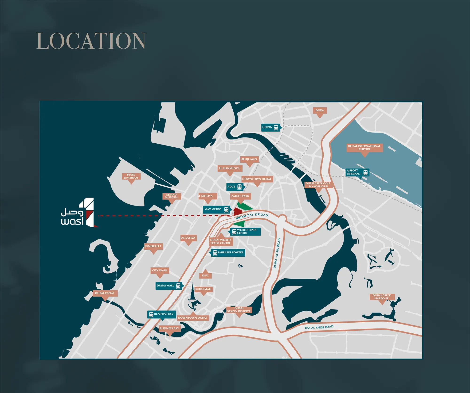 Wasl Park Views Residences Tower A location map