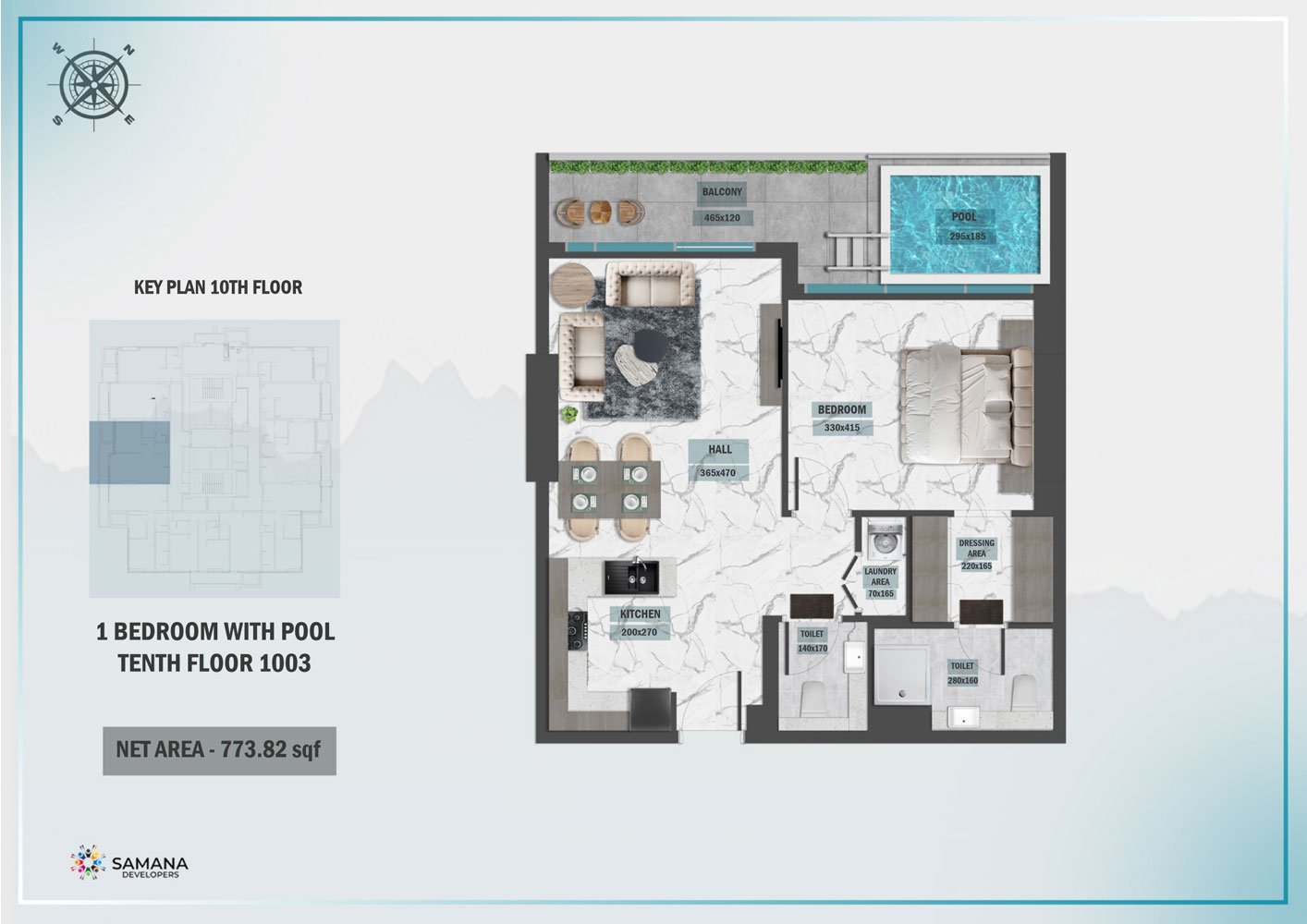 1 Bedroom floor plan