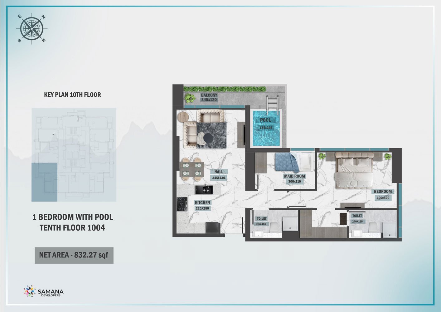 1 Bedroom floor plan
