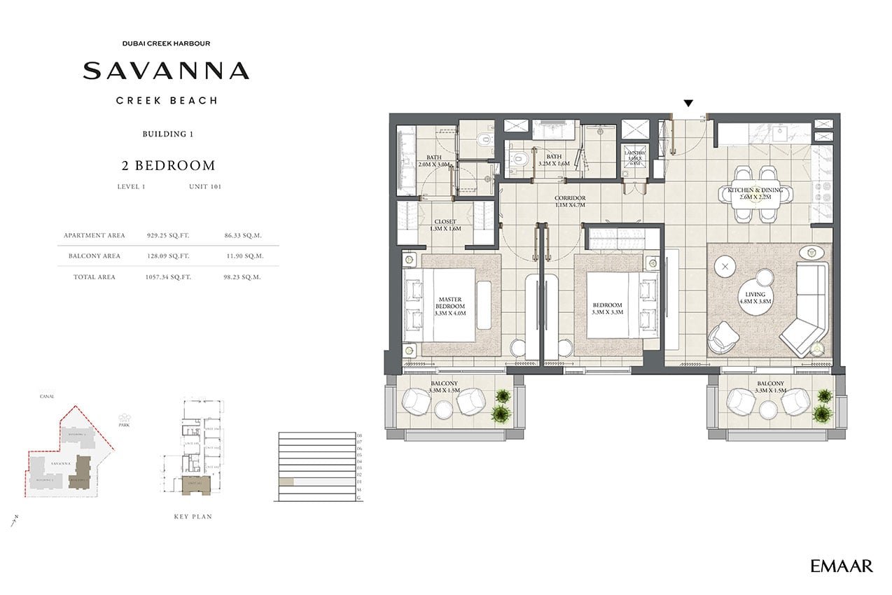2 Bedrooms floor plan