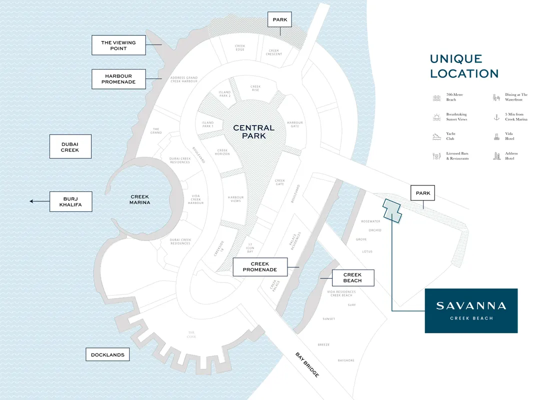 Savanna at Creek Beach location map