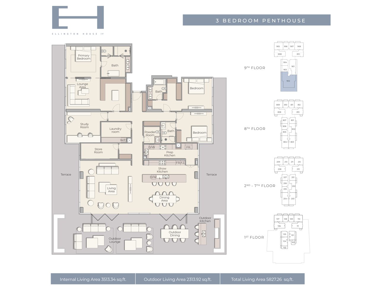 3 Bedroom floor plan