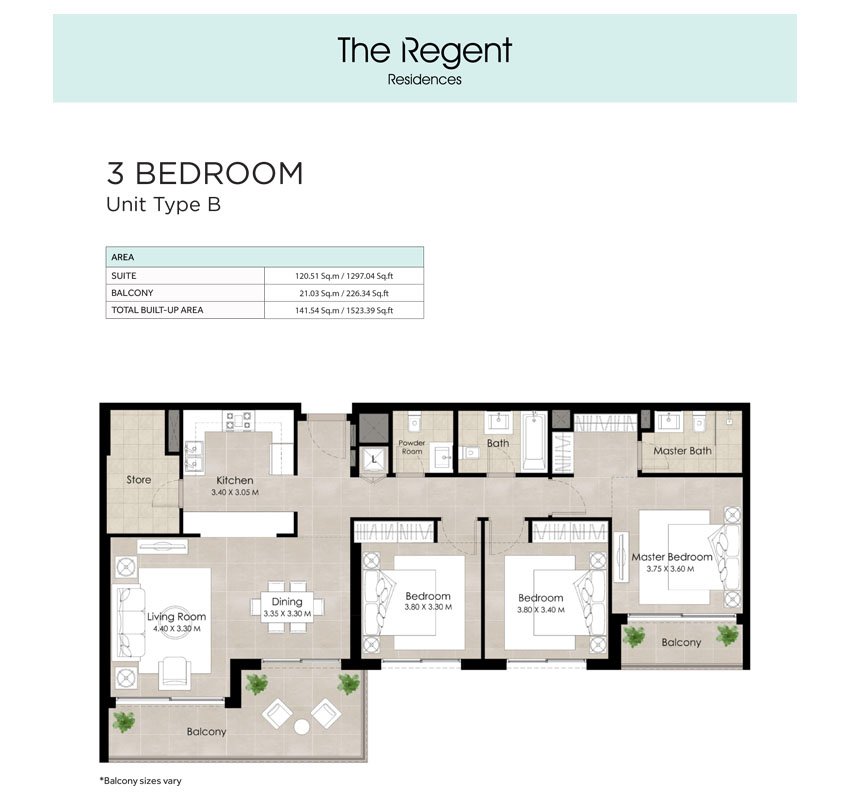 3 Bedroom floor plan