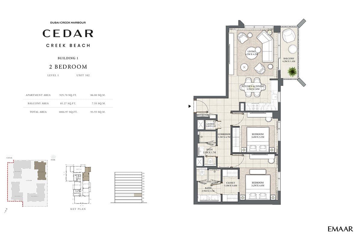 2 Bedrooms floor plan