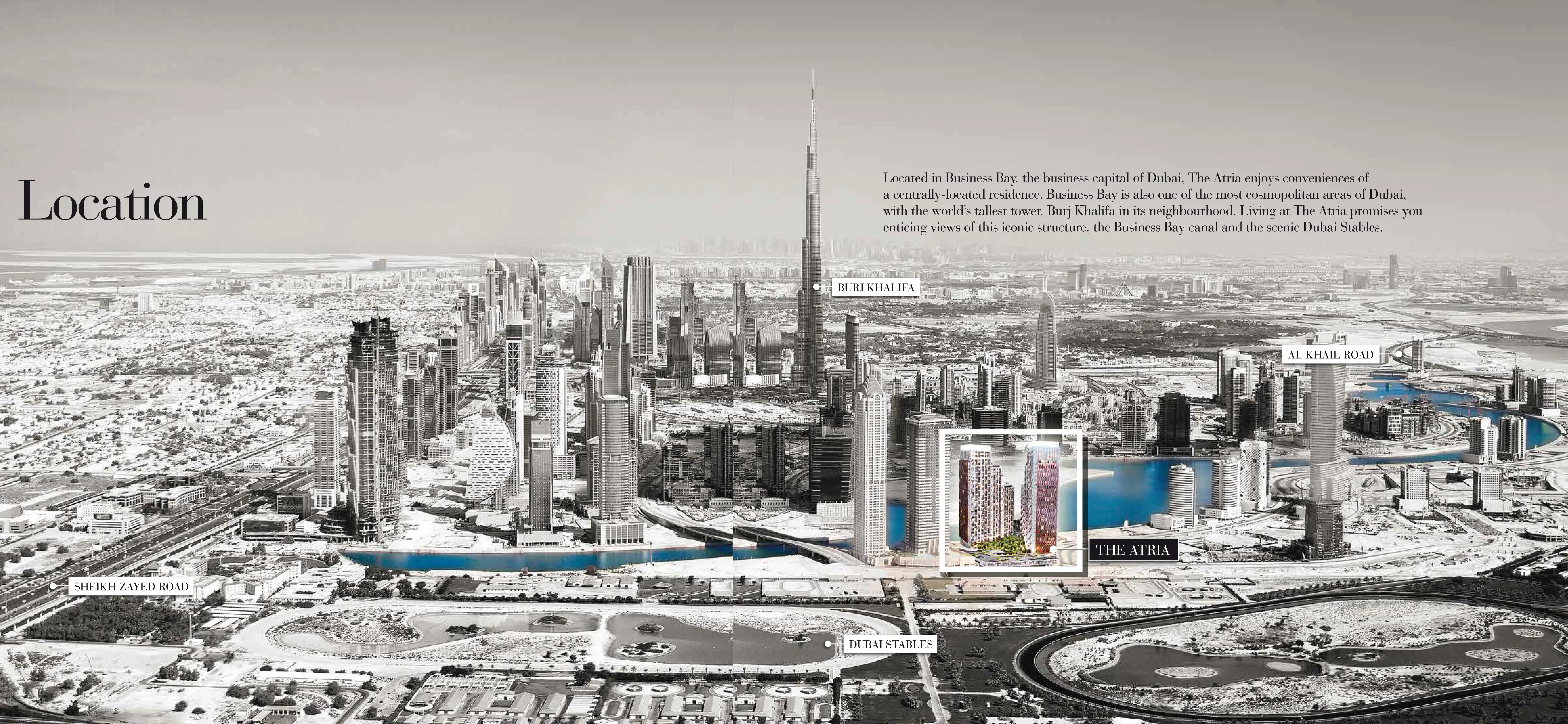 The Atria Business bay location map