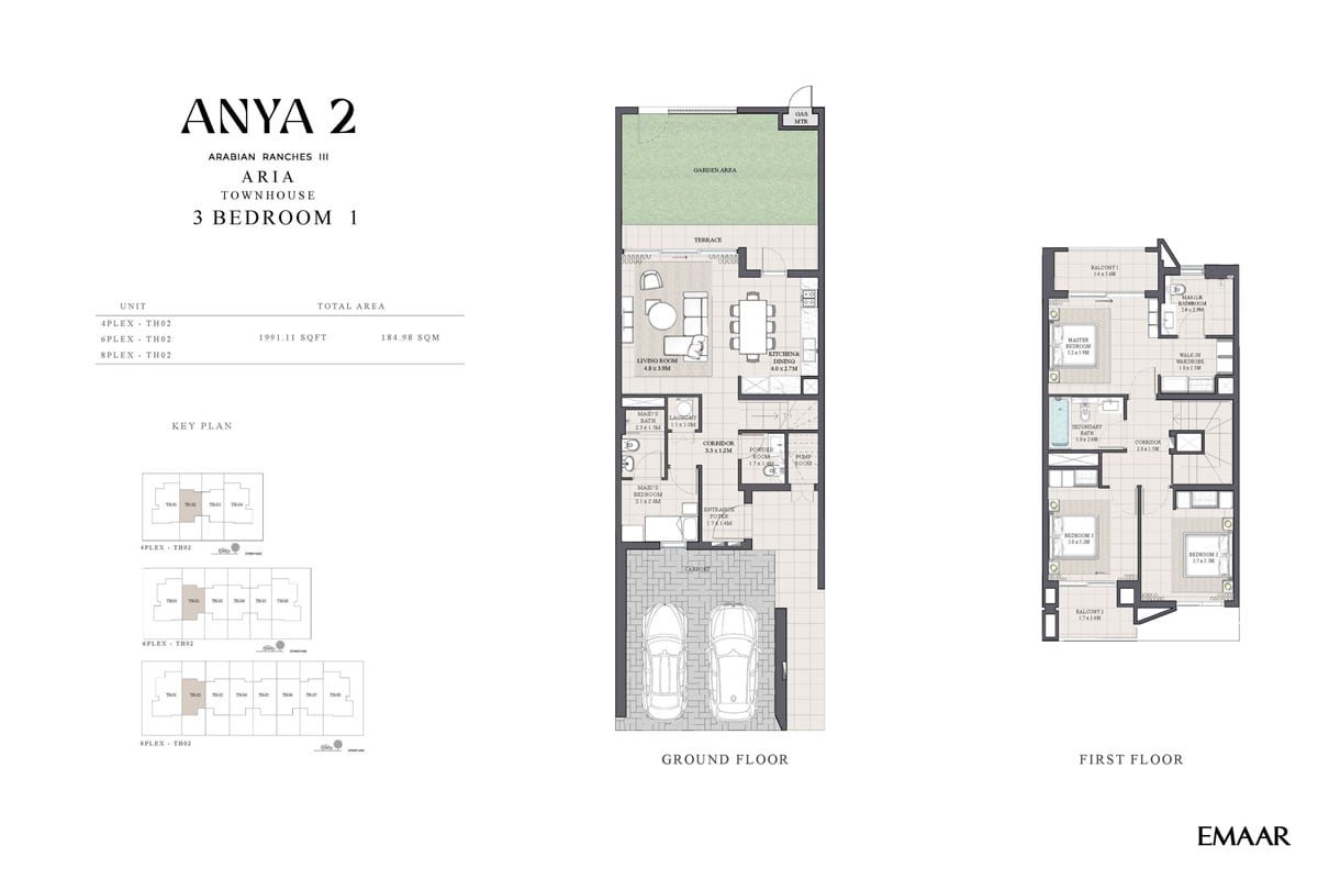 3 Bedrooms + Maid floor plan