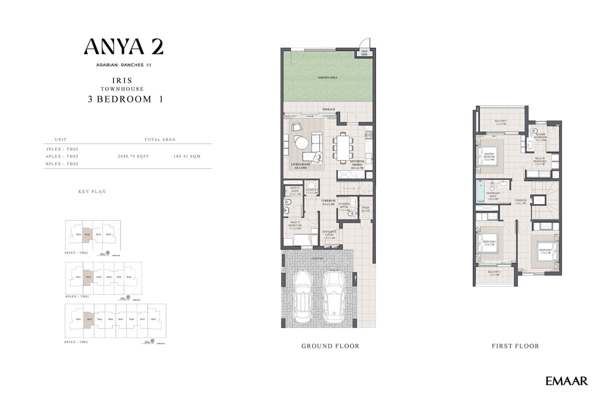 3 Bedrooms + Maid floor plan