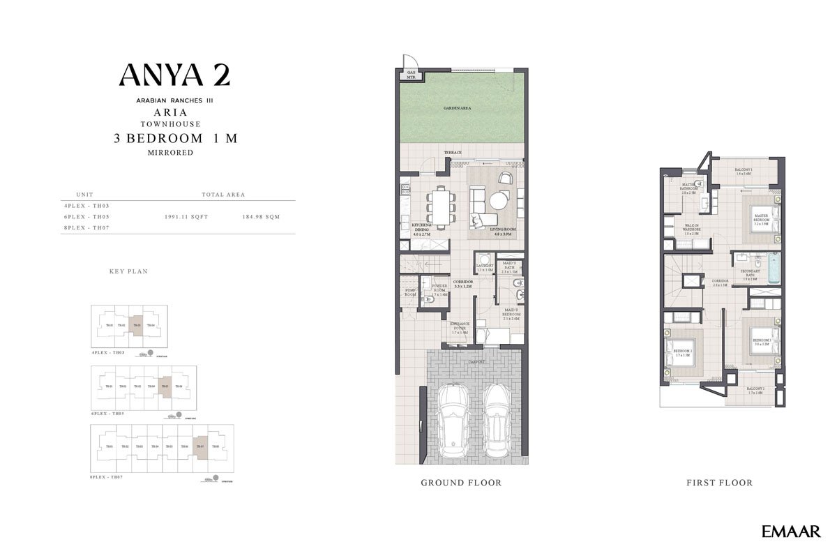 3 Bedrooms + Maid floor plan