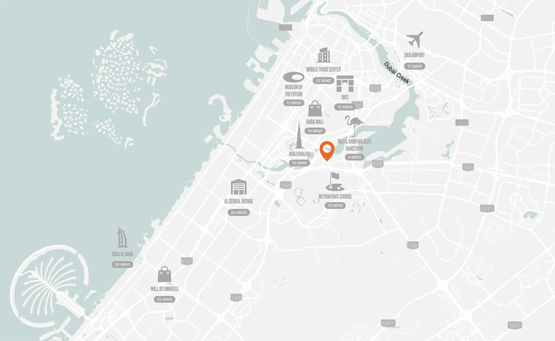 Upside Business Bay location map
