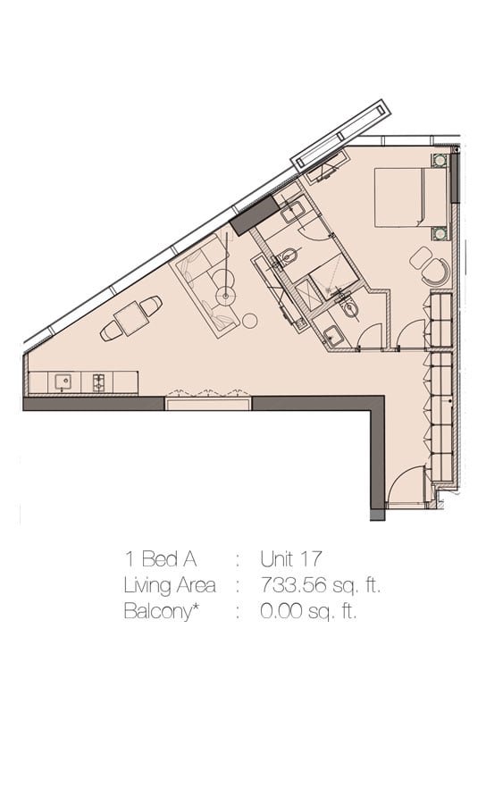 1 Bedroom floor plan