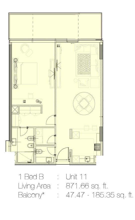 1 Bedroom floor plan