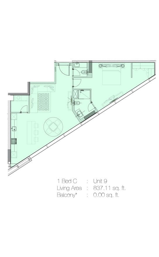1 Bedroom floor plan