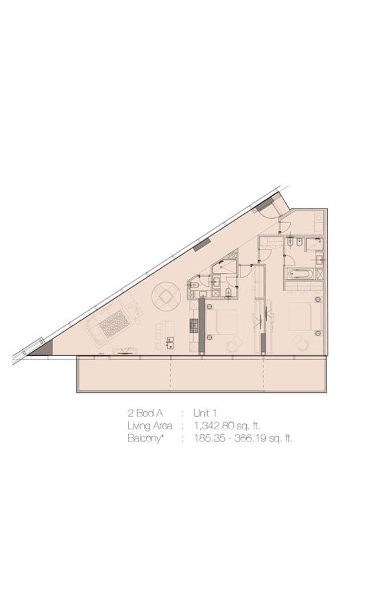 2 Bedrooms floor plan