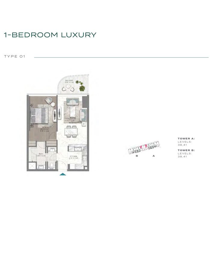 1 Bedroom floor plan