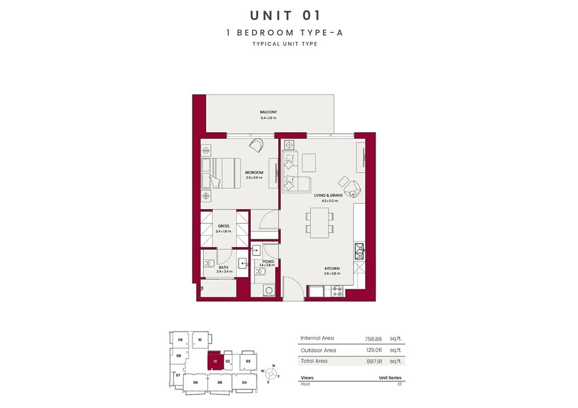1 Bedroom floor plan