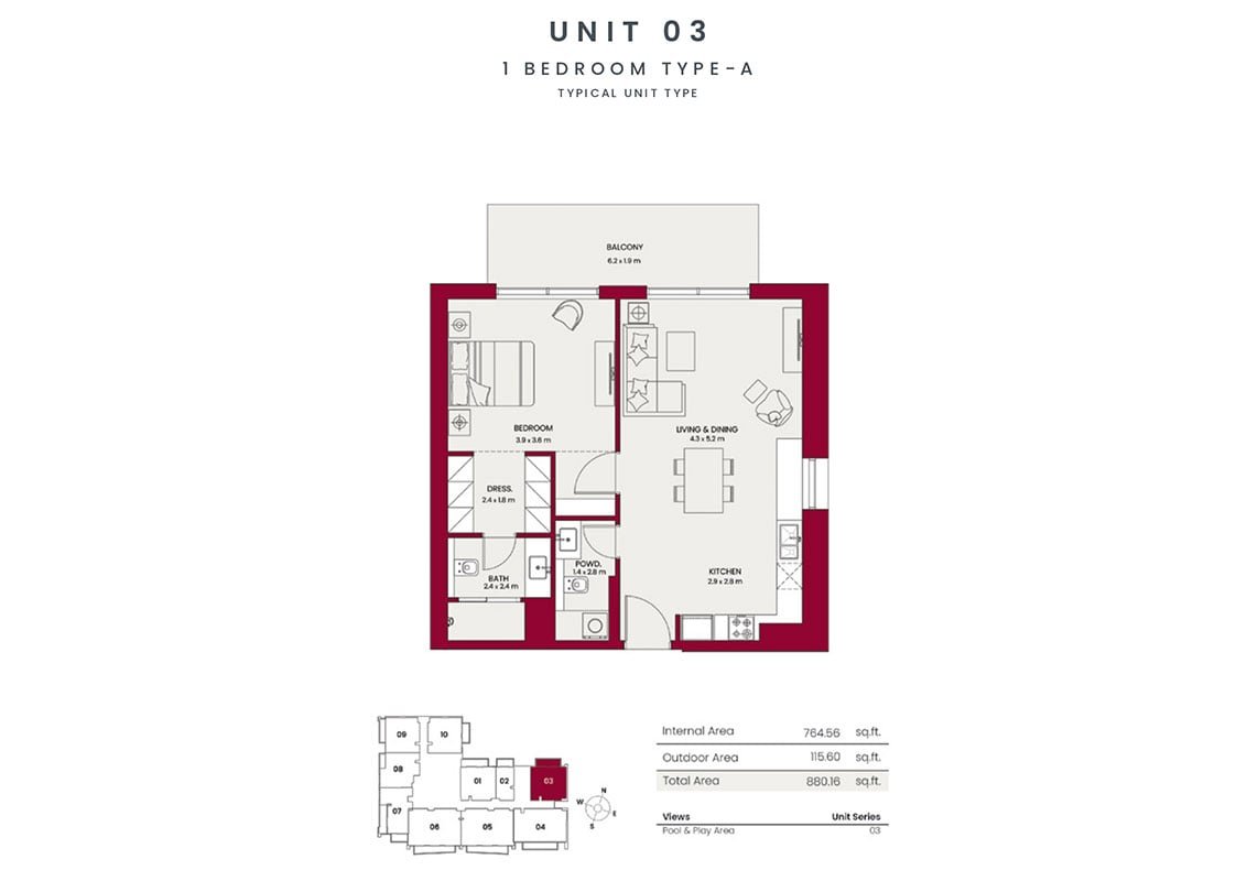 1 Bedroom floor plan
