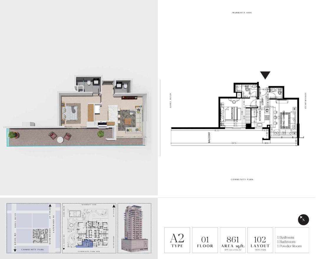 1 Bedroom floor plan
