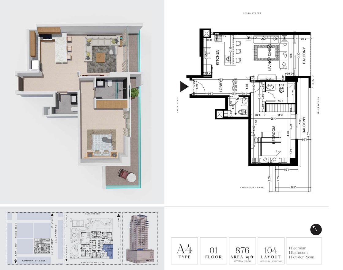 1 Bedroom floor plan